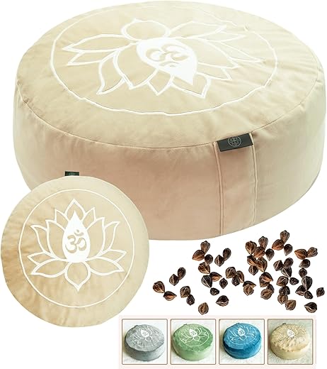 Buckwheat Meditation Cushion with Velvet Cover