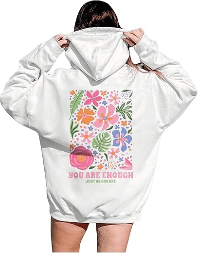 Floral Print Drawstring Hoodie for Women