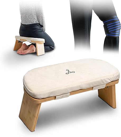 Foldable Bamboo Meditation Bench with Cushion