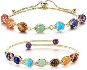 Jovivi 2-Item Chakra Stone Bracelet Bundle