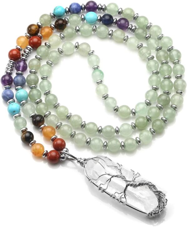 Jovivi Chakras Healing Crystals Necklace