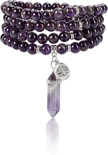 Jovivi Mala Beads Bracelet with Healing Crystals