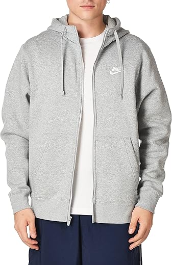 Nike Men's Full Zip Hoodie, Grey/White