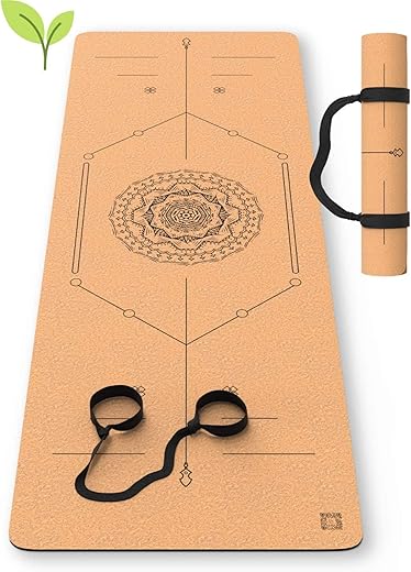 Nonslip Cork Yoga Mat with Strap