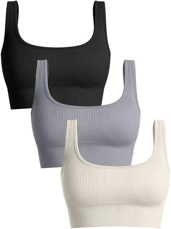 OQQ Women's Ribbed Sport Bra