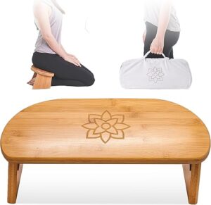 Portable folding bamboo meditation bench