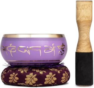 Purple Singing Bowl Set for Meditation