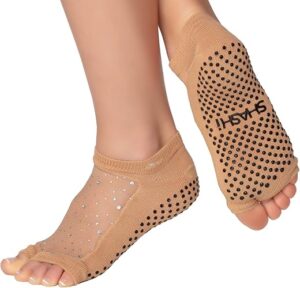 Sparkle Open Toe Pilates Grippy Socks