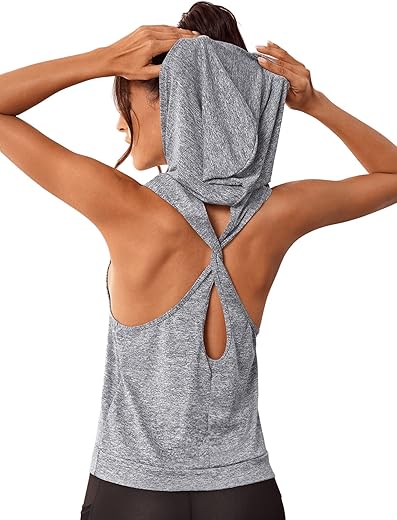 SweatyRocks Twist Back Hooded Tank Top